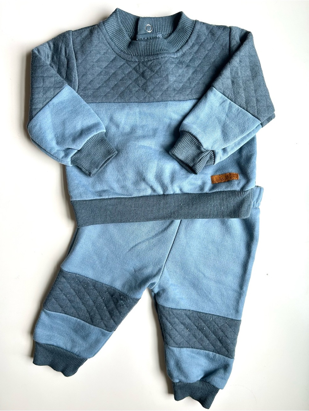 Blue Quilted-Accent Kids Matching Sweat Set - Lila & Jack 3-6M